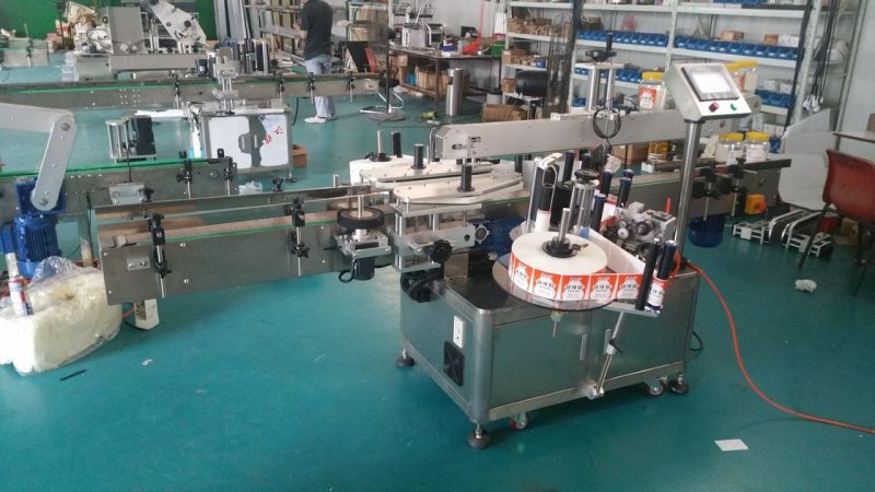 China Automatic Bottle Labeler Doppelseitige Aufkleber-Etikettiermaschine für Beutel Stehender Lieferant